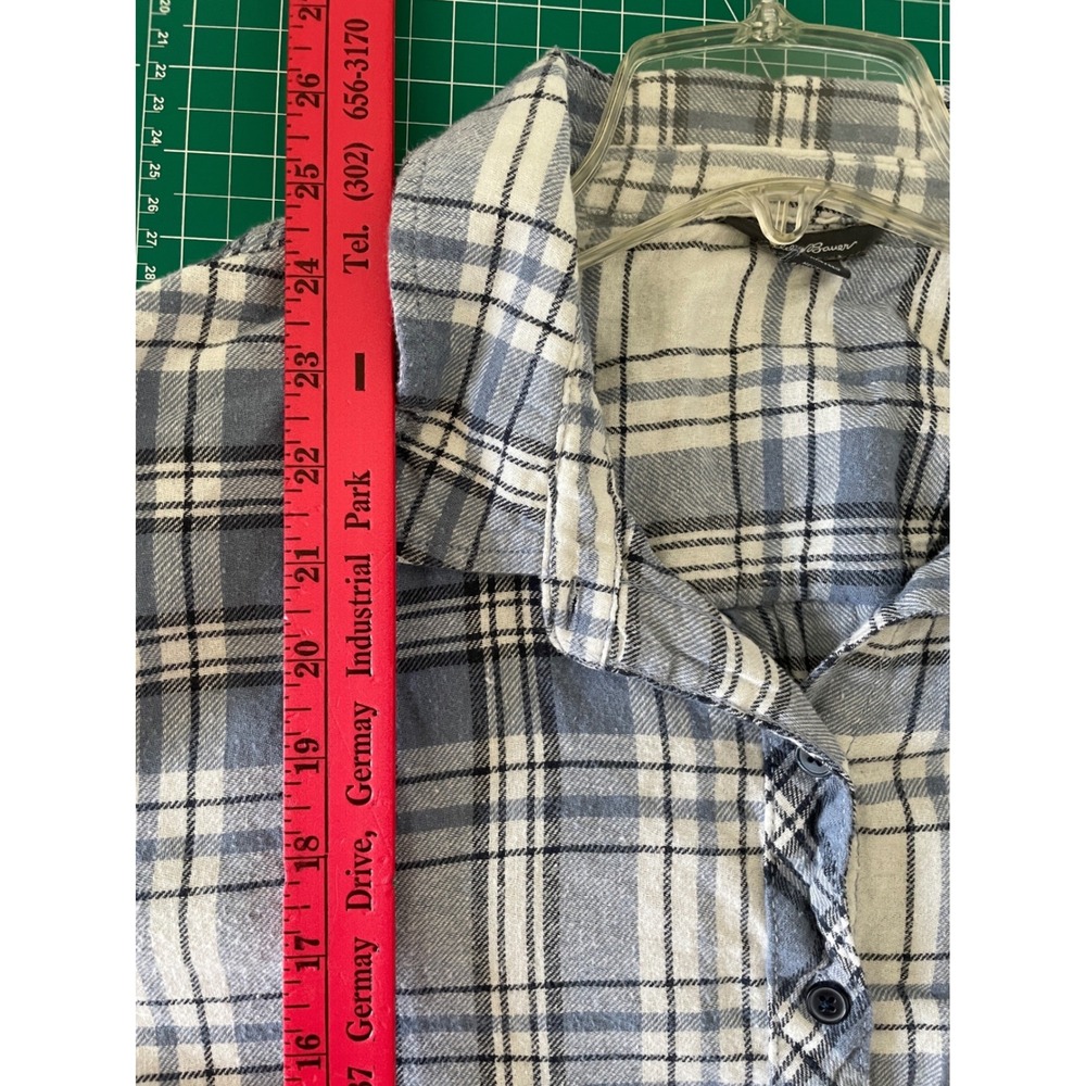 Eddie Bauer Womens‎ XXL Blue White Plaid Flannel Button Down Shirt Long Sleeve - Picture 4 of 5